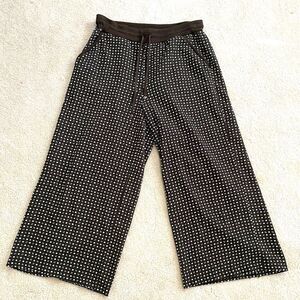 Max Studio Pants Womens L Green Geometric Cropped Wide Leg Pockets Boho Casual